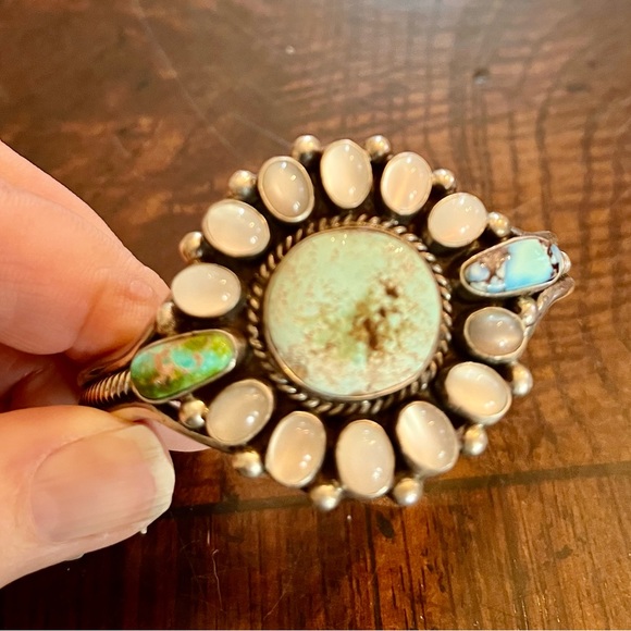 Dry Creek Turquoise and Moonstone Native American Bracelet - Picture 3 of 10